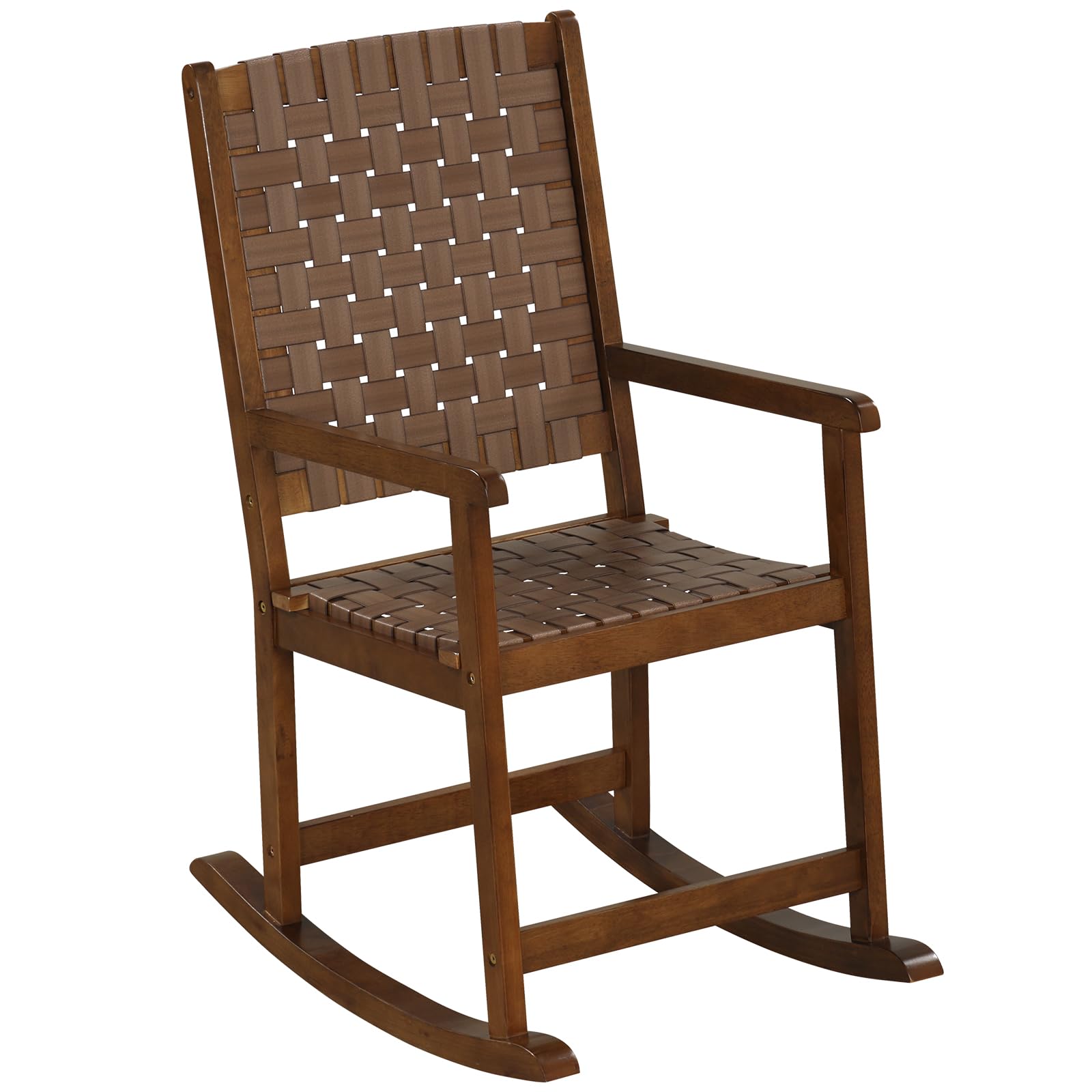 Tangkula Wood Rocking Chair, Indoor Outdoor Rocking Chair, Safe & Smooth Rocking Motion
